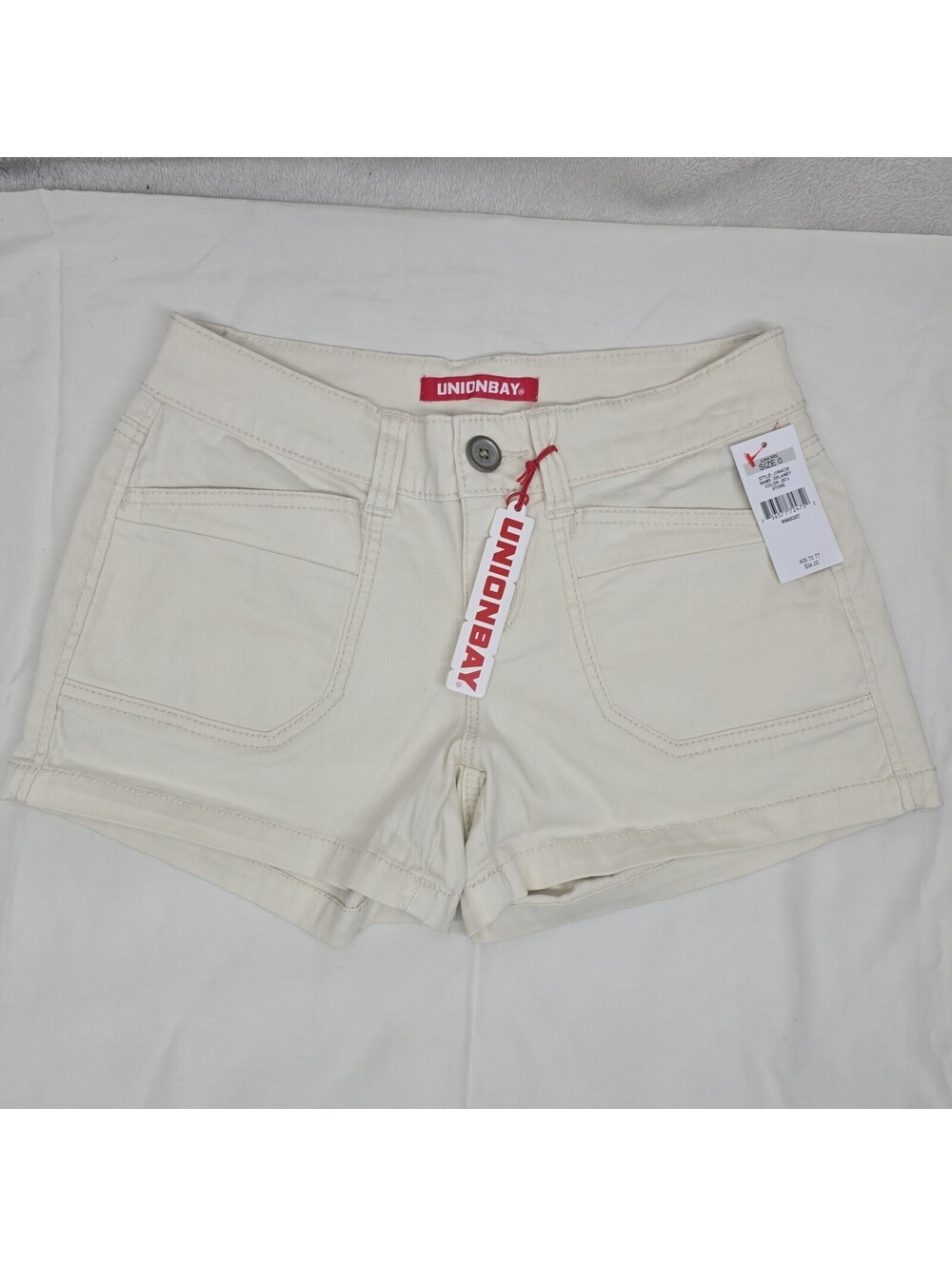 Unionbay Juniors Tan Cargo Utility Shorts Low Rise Stretch Size 0 24" Waist NEW